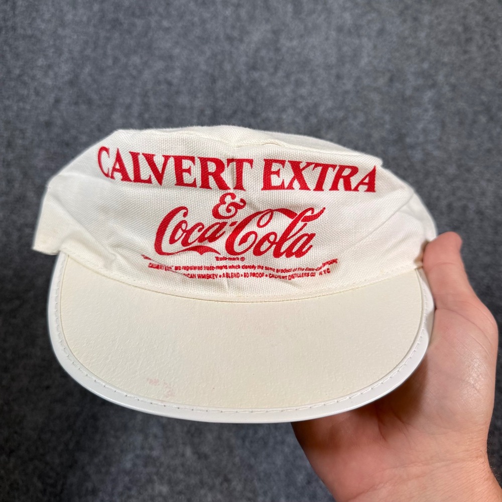 Vintage Coca-Cola Painter Hat Medium Cream Red Cycling Cap Calvert Extra